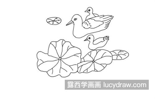 真实又好看池塘里的鸭子怎么画 简单的池塘里的鸭子画法教程