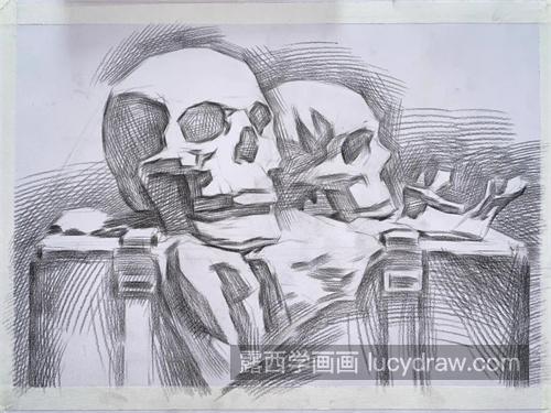 素描头骨场景刻画 静物素描头骨怎样刻画