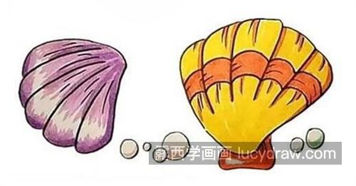贝壳简笔画彩色简单可爱 简单漂亮的彩色贝壳怎么画
