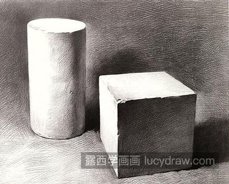 简单的素描石膏圆柱体怎么画 素描石膏几何体组合教程