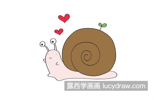 可爱卡通的彩色小蜗牛简笔画绘画教程 简单漂亮的小蜗牛怎么画