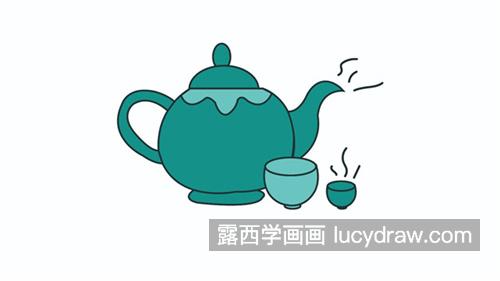 简单雅致的小茶壶简笔画教程 漂亮的彩色茶壶怎么画