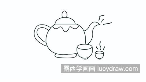 简单雅致的小茶壶简笔画教程 漂亮的彩色茶壶怎么画