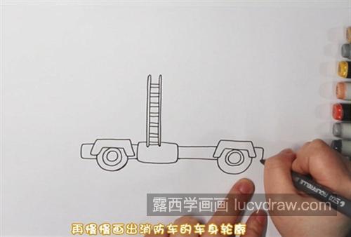 帅气又好看的消防车彩色简笔画教程 简单易学的消防车简笔画教程