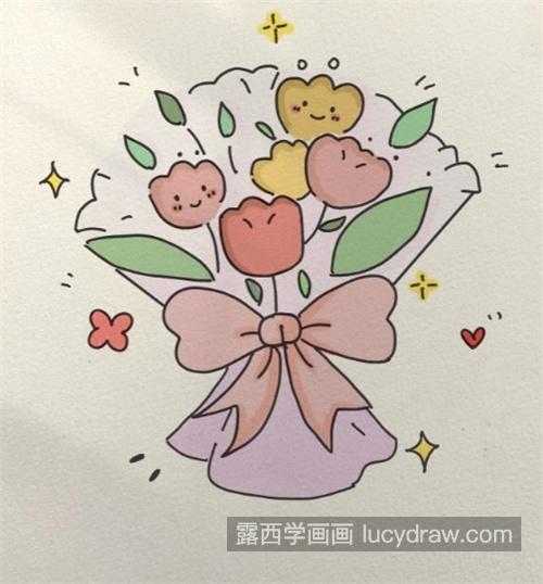 菊简笔画花束图片