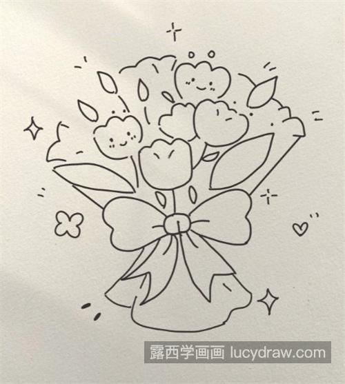 漂亮的彩色花束简笔画怎么画 简单易学的花束简笔画教程