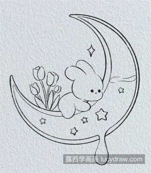 月亮和兔子简笔画图片