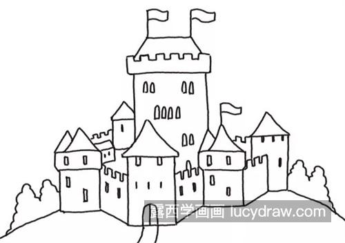 儿童画简单可爱的小城堡简笔画教程 儿童画小房子超好看