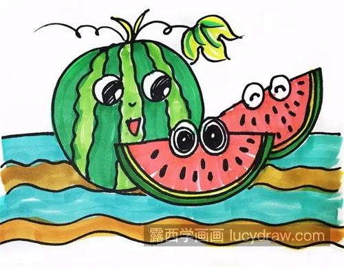 儿童画西瓜简笔画怎么画 好看的儿童画彩色西瓜教程