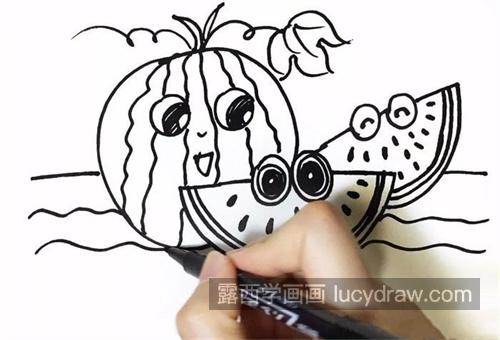 儿童画西瓜简笔画怎么画 好看的儿童画彩色西瓜教程
