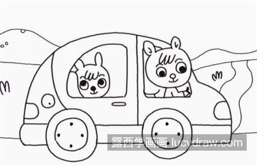 儿童画可爱的小鹿开车教程 好看有趣的儿童画小鹿开车