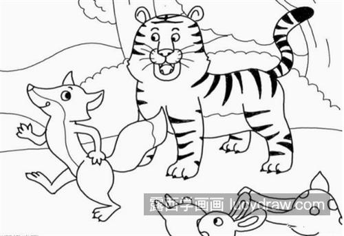 寓言故事狐假虎威儿童画教程 狡猾的狐狸怎么绘制