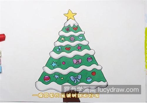 漂亮好看的圣诞树简笔画教程 彩色易学的圣诞树简笔画怎么画