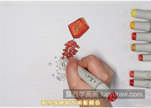 漂亮好看的鞭炮简笔画教程 好看的彩色鞭炮怎么画