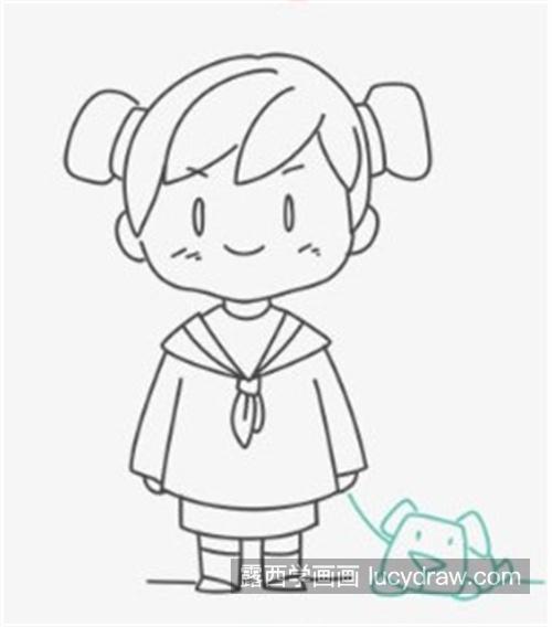 牵着小狗的小女孩简笔画怎么绘制 漂亮好看的小姑娘简笔画教程