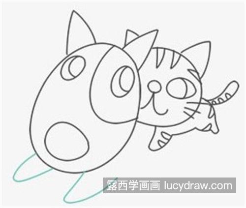 小狗和小猫彩色简笔画绘制教程 漂亮乖巧的小狗和小猫简笔画怎么绘制