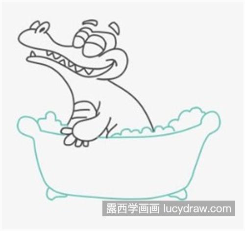 开心洗澡的小鳄鱼简笔画教程 无忧无虑的小鳄鱼简笔画怎么画