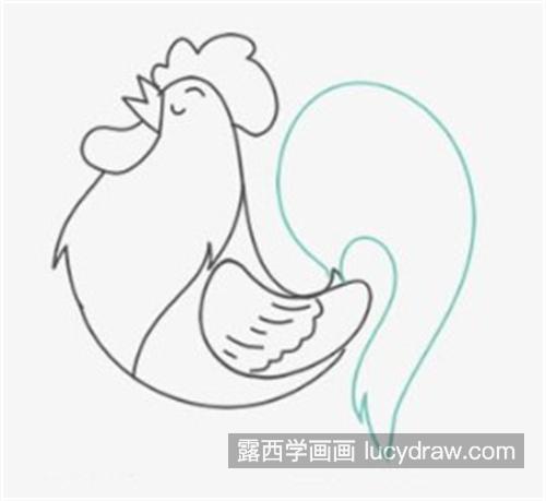 正在啼叫的漂亮大公鸡简笔画教程 简单又好看的大公鸡怎么画好看