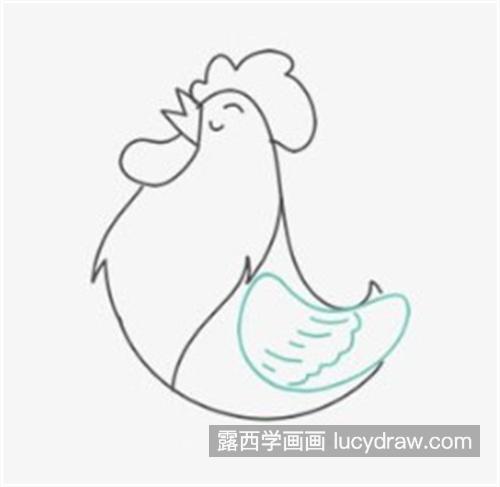 正在啼叫的漂亮大公鸡简笔画教程 简单又好看的大公鸡怎么画好看