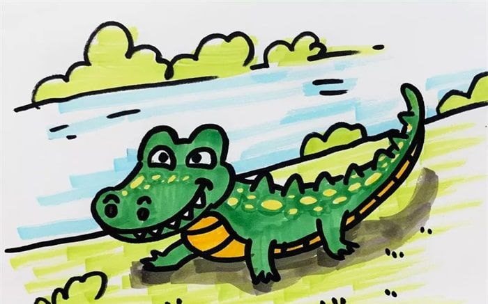 简单卡通的鳄鱼简笔画绘制教程 很有趣的鳄鱼简笔画怎么绘制好看