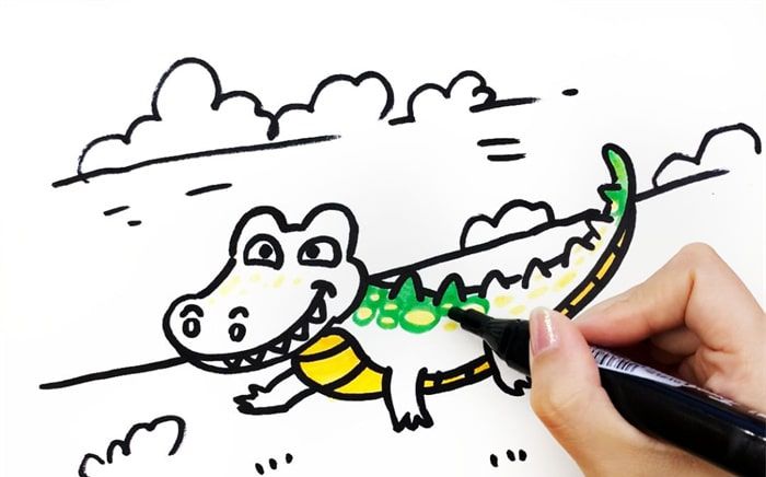 简单卡通的鳄鱼简笔画绘制教程 很有趣的鳄鱼简笔画怎么绘制好看