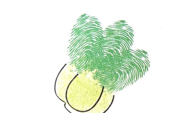 简单大白菜手指画画法绘制教程 彩色卡通的大白菜简笔画怎么画