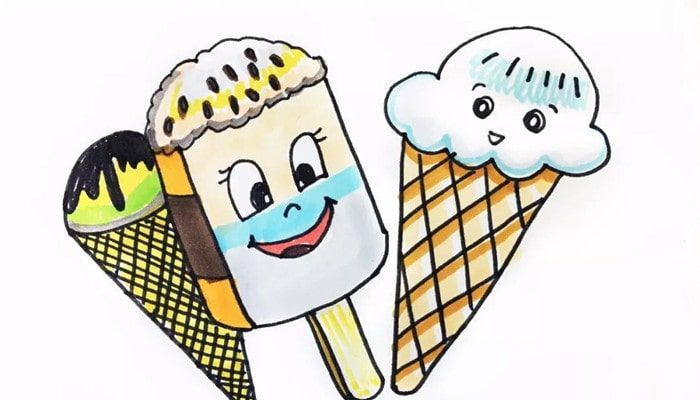 简单又好看的彩色冰淇淋简笔画教程 冰激凌雪糕简笔画怎么画好看 