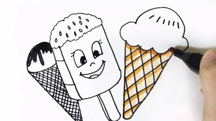 简单又好看的彩色冰淇淋简笔画教程 冰激凌雪糕简笔画怎么画好看 