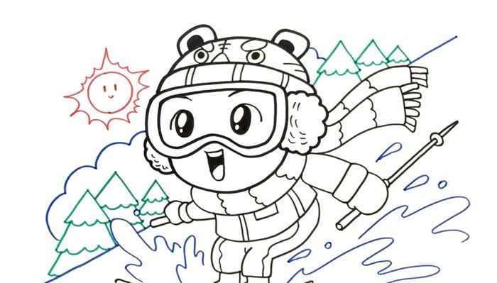 滑雪卡通小人简笔画绘制教程 好看又漂亮的滑雪小人怎么画