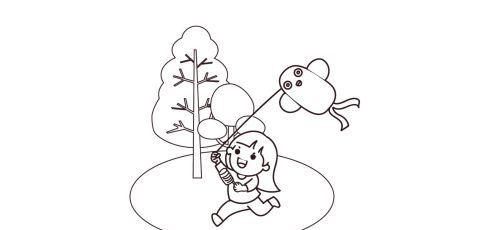 小女孩放风筝简笔画绘制教程 开心快乐的放风筝的小女孩简笔画怎么画