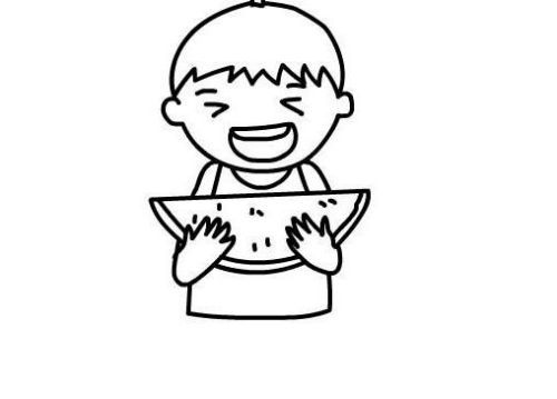 卡通人物吃西瓜简笔画怎么画 简单又易学的西瓜简笔画教程