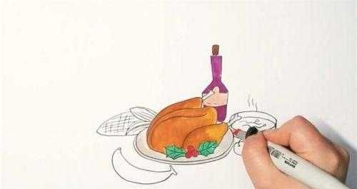 美食大餐简笔画儿童画教程图解 卡通美味佳肴简笔画怎么画