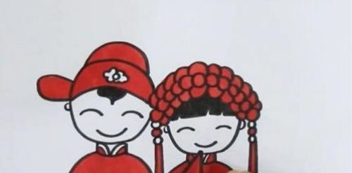 七夕节中式婚礼简笔画怎么画 简单帅气中式婚礼简笔画步骤画法