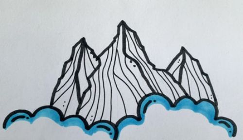 看起来很陡峭的山峰简笔画教程 彩色险峻的山峰简笔画怎么画