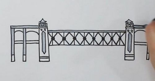 好看漂亮的武汉长江大桥简笔画教程 带颜色的武汉长江大桥简笔画怎么画