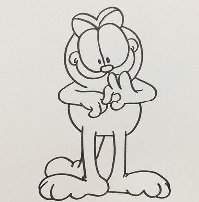 可爱又卡通的加菲猫简笔画教程 机智聪明的加菲猫简笔画怎么画