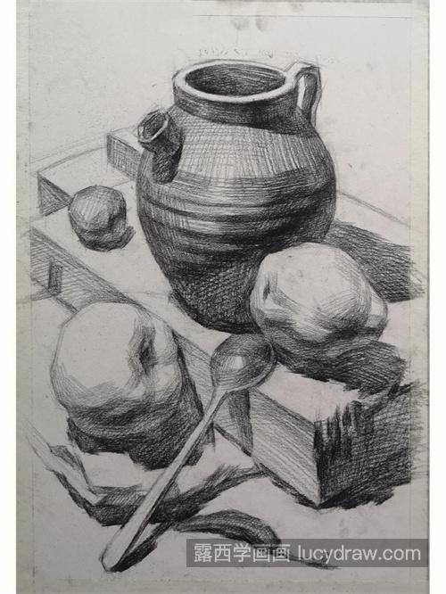 素描陶罐以及静物构图怎么处理 简单的静物陶罐怎么画