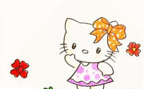 可爱又带颜色的凯蒂猫怎么画 涂色又漂亮的凯蒂猫简笔画绘制教程