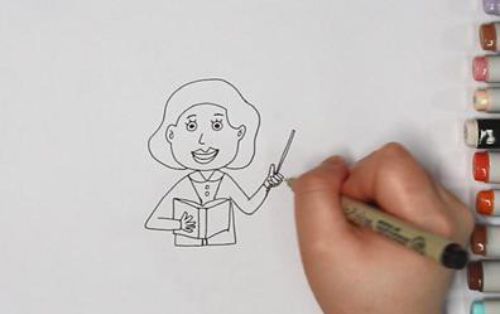 漂亮长头发的女老师简笔画教程 卡通正在讲课的老师简笔画怎么画
