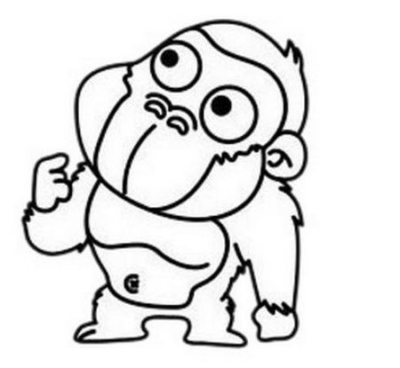 带颜色的狒狒简笔画教程 卡通可爱的狒狒简笔画怎么画