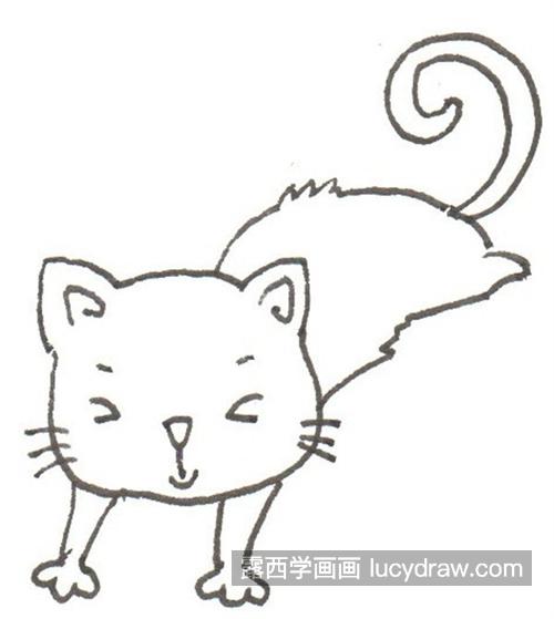 顽皮的小花猫简笔画教程 可爱又好看的小猫咪怎么画