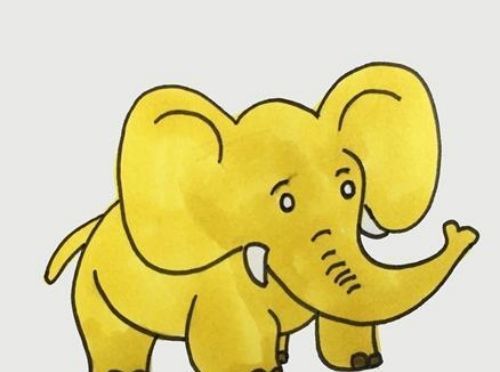 简单好看的大象简笔画绘制教程 卡通带颜色的大象怎么画