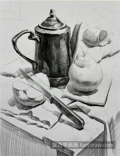 素描热水壶的绘制教程 简单易学的静物素描教程