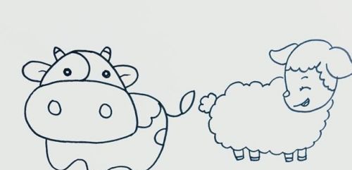 呆萌可爱的小牛和小羊简笔画怎么画 彩色好看的牛羊教程带步骤