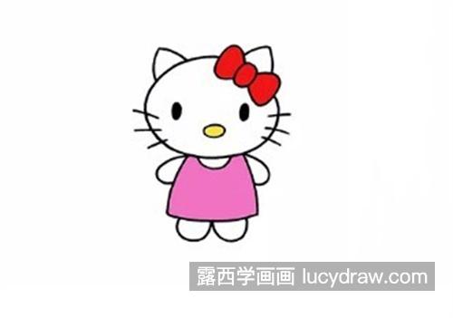 简单可爱的凯特猫简笔画怎么画 彩色的凯特猫绘制教程