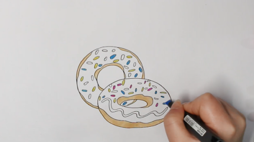 好吃又好看的甜甜圈简笔画绘制教程 彩色好看的巧克力甜甜圈怎么画