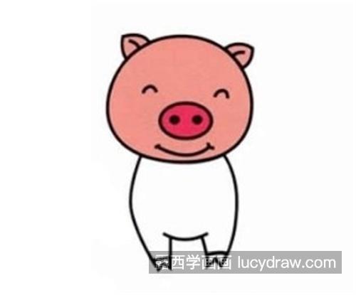 可爱的小猪简笔画带步骤 彩色的小猪绘制教程