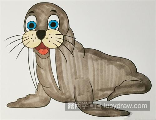 可爱呆萌的海豹简笔画绘制教程 彩色的海豹怎么画