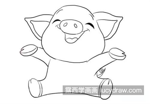 开心快乐的小猪绘制教程 带颜色又很好看的小猪怎么画