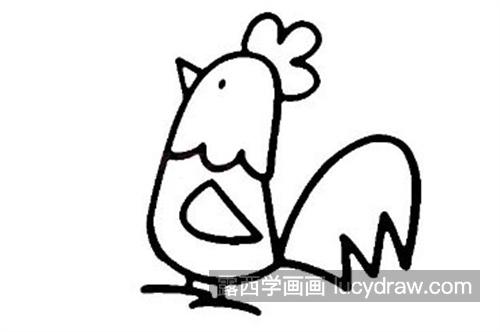 高傲的大公鸡简笔画绘制教程 雄赳赳的大公鸡怎么画